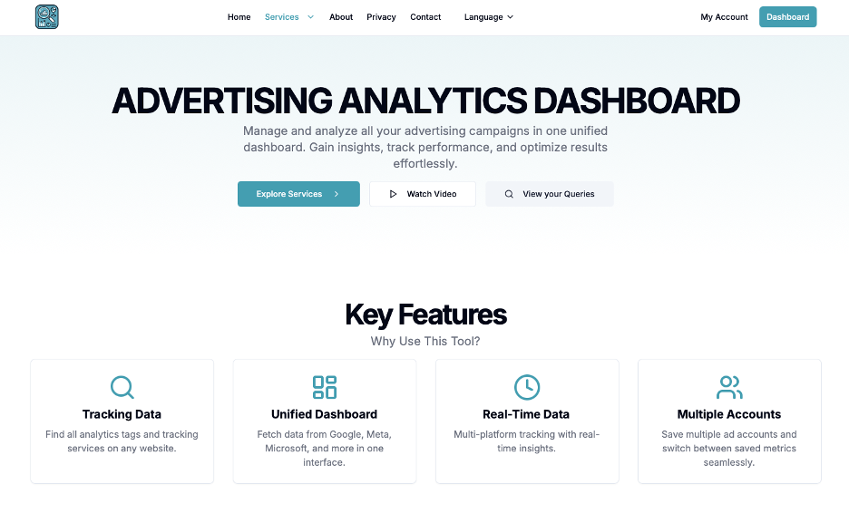 Advertising Analytics Dashboard Home Page